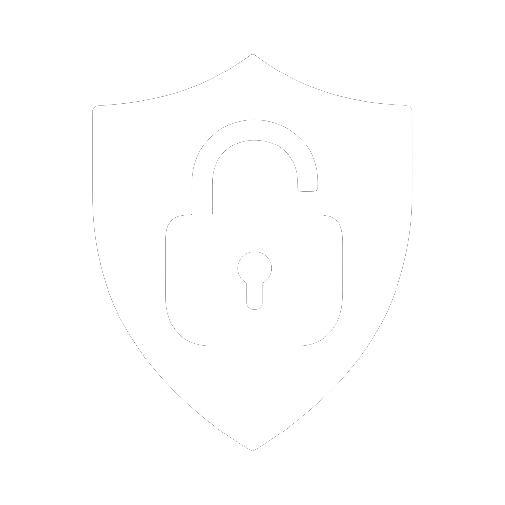 Símbolo de riesgo y vulnerabilidad en cumplimiento técnico y calidad farmacéutica, representado por escudo con candado abierto.